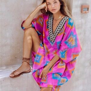 Chic Pink Geometric kaftan